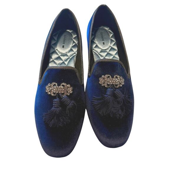 Birdies Sz 10 Midnight Blue Velvet Jewel Box Collection Tassel Comfort Loafers - Picture 1 of 7